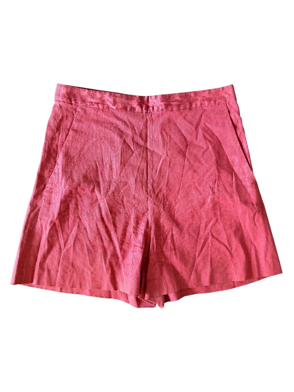 Theory Rust Red High-Waist Linen Shorts